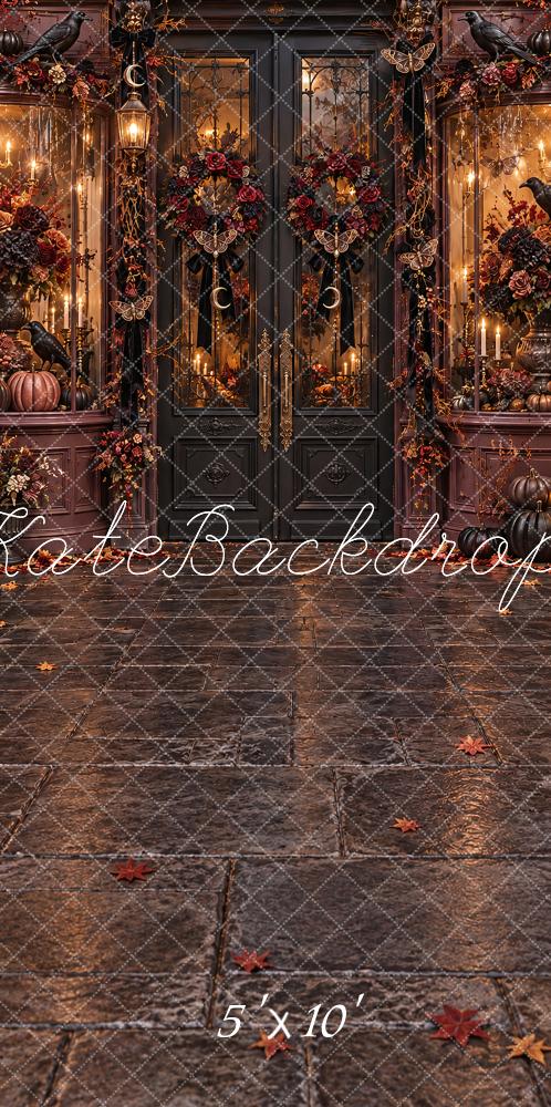 Kate Sweep Halloween Gothic Raven Pumpkin Vintage Doorway Printed Backdrop Designed by Vertigo Productions