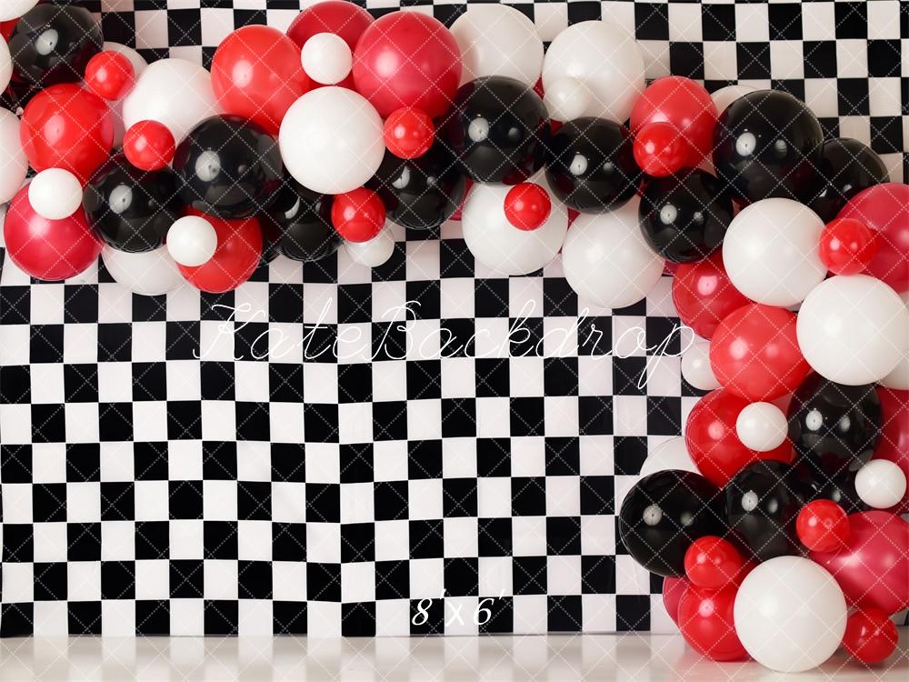 Fondo de globo a rayas a cuadros diseñado por Mandy Ringe Photography