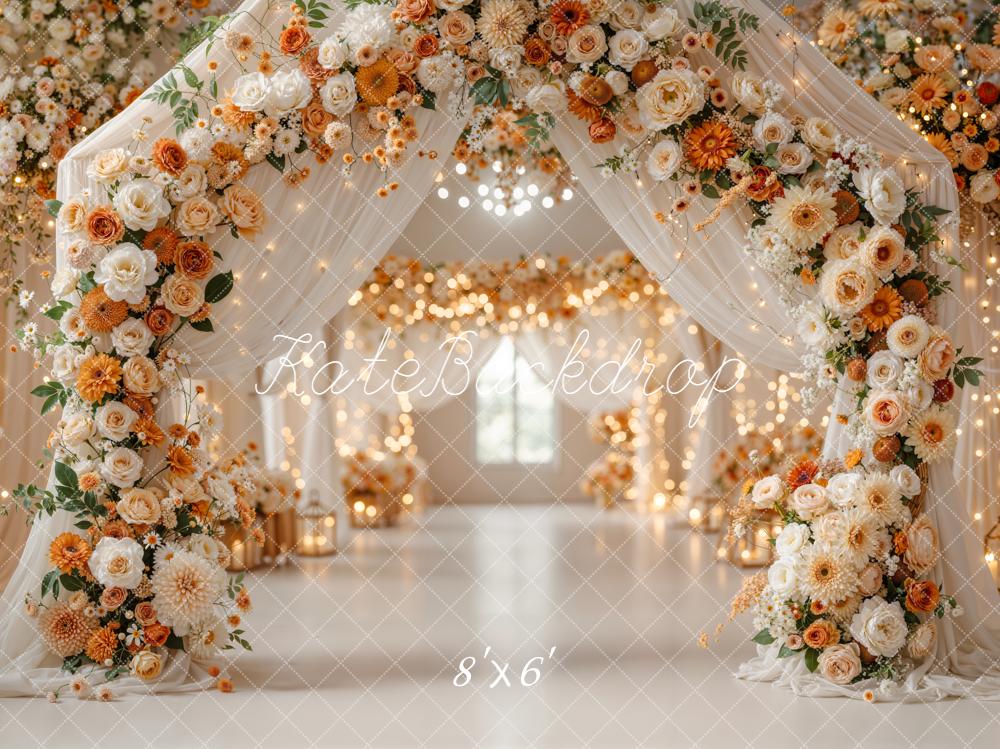 Kate Romantic Flower Arch Lanterns Warm White Backdrop Designed by Emetselch