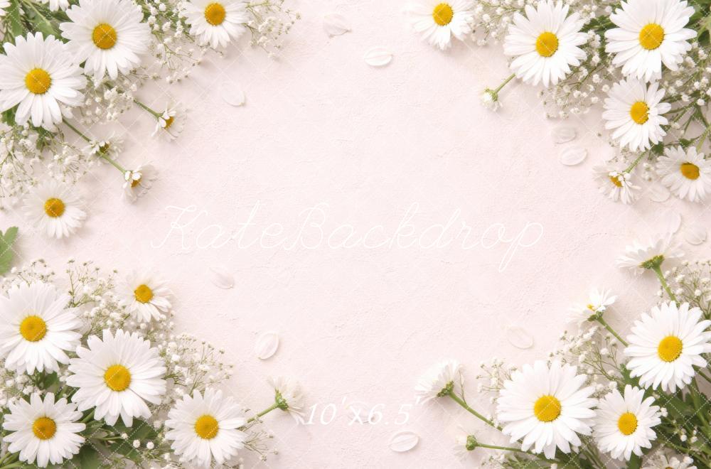 Kate Newborn White Daisy Flowers Border Backdrop Designed by Megan Leigh Photography