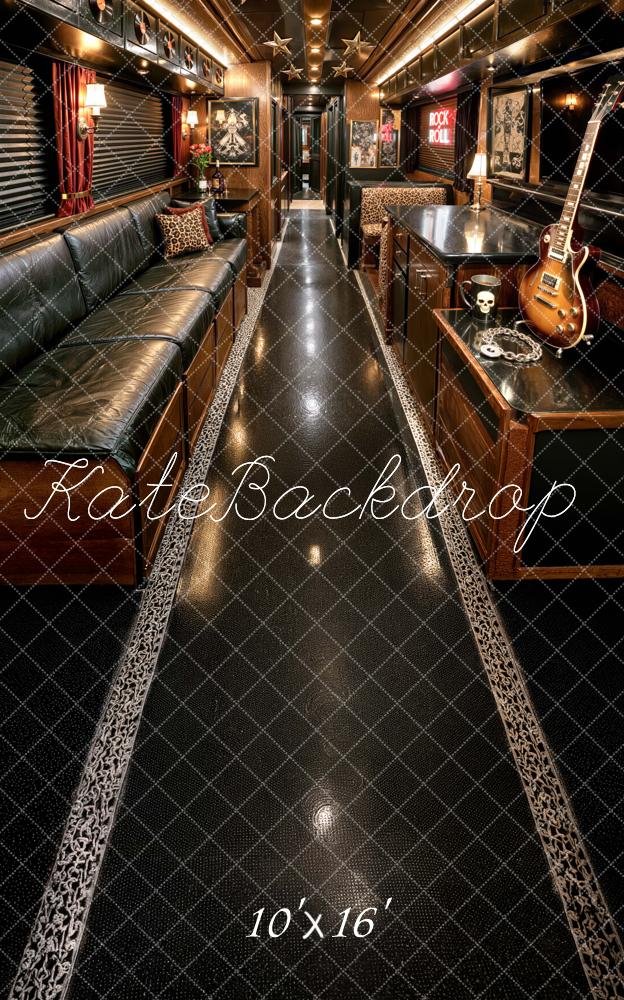 Kate Sweep Black Rock Tour Bus Guitar Interior Printed Backdrop Designed by Mini MakeBelieve