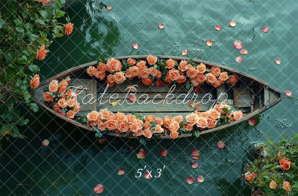 Kate Floral Rose Boat Lake Backdrop Designed by Laura Bybee