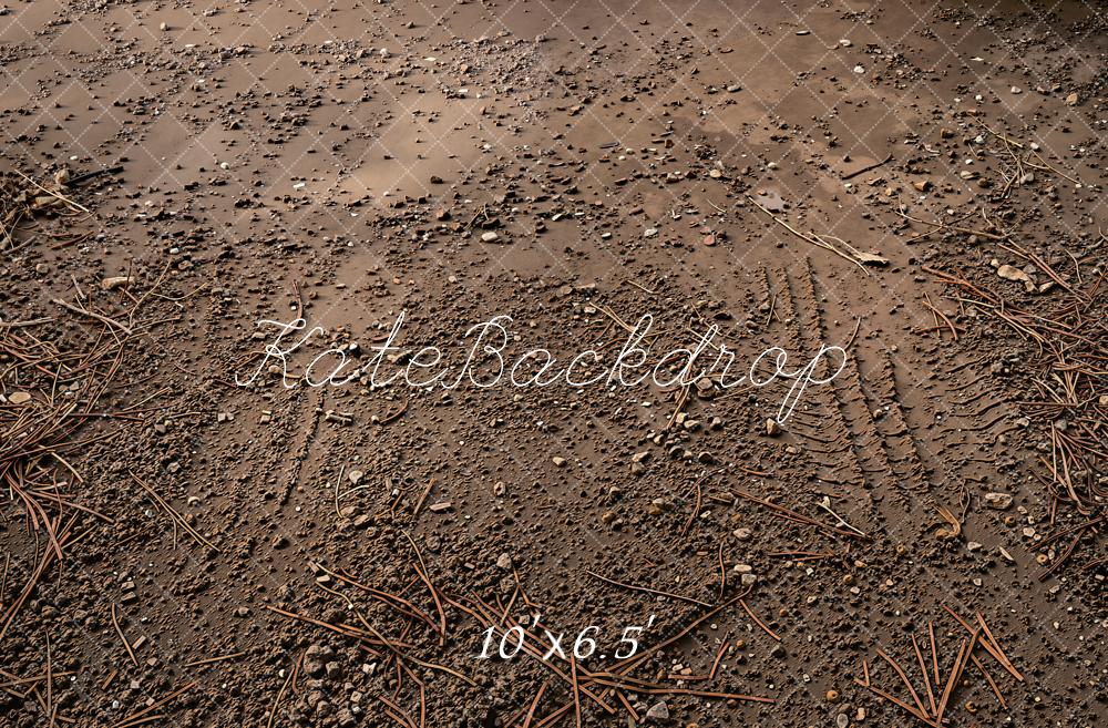 Kate Brown Dirt Gravel Tire Track Floor Printed Backdrop Designed by Kate Image