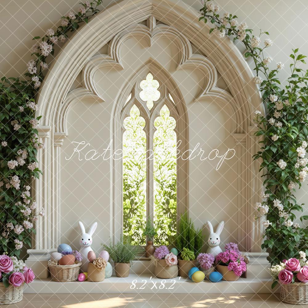 Kate Easter Bunny Floral Arch Eggs Window Backdrop Designed by Mini MakeBelieve