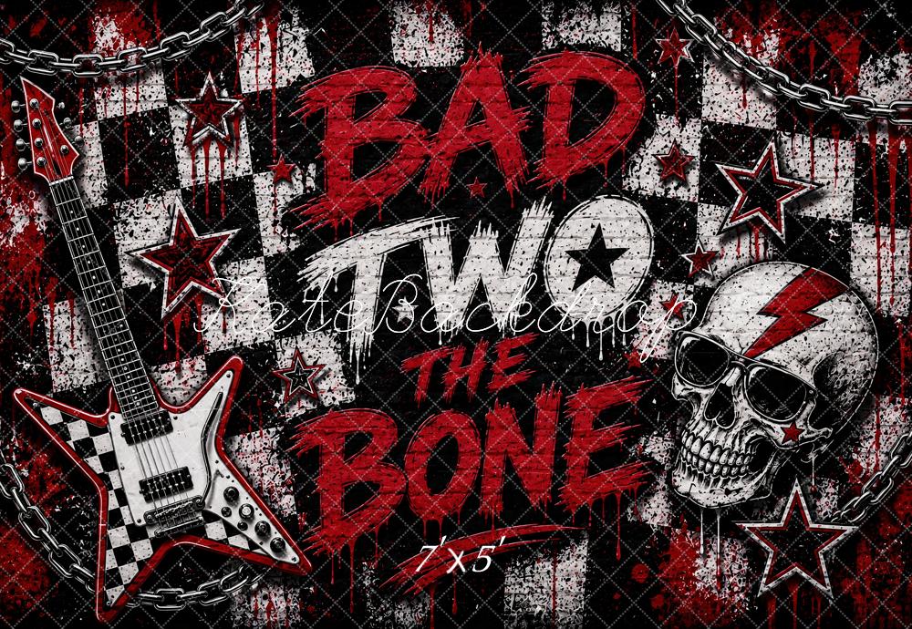 Kate Birthday Graffiti Rock Guitar Skull Chains Printed Backdrop Designed by Ashley Paul