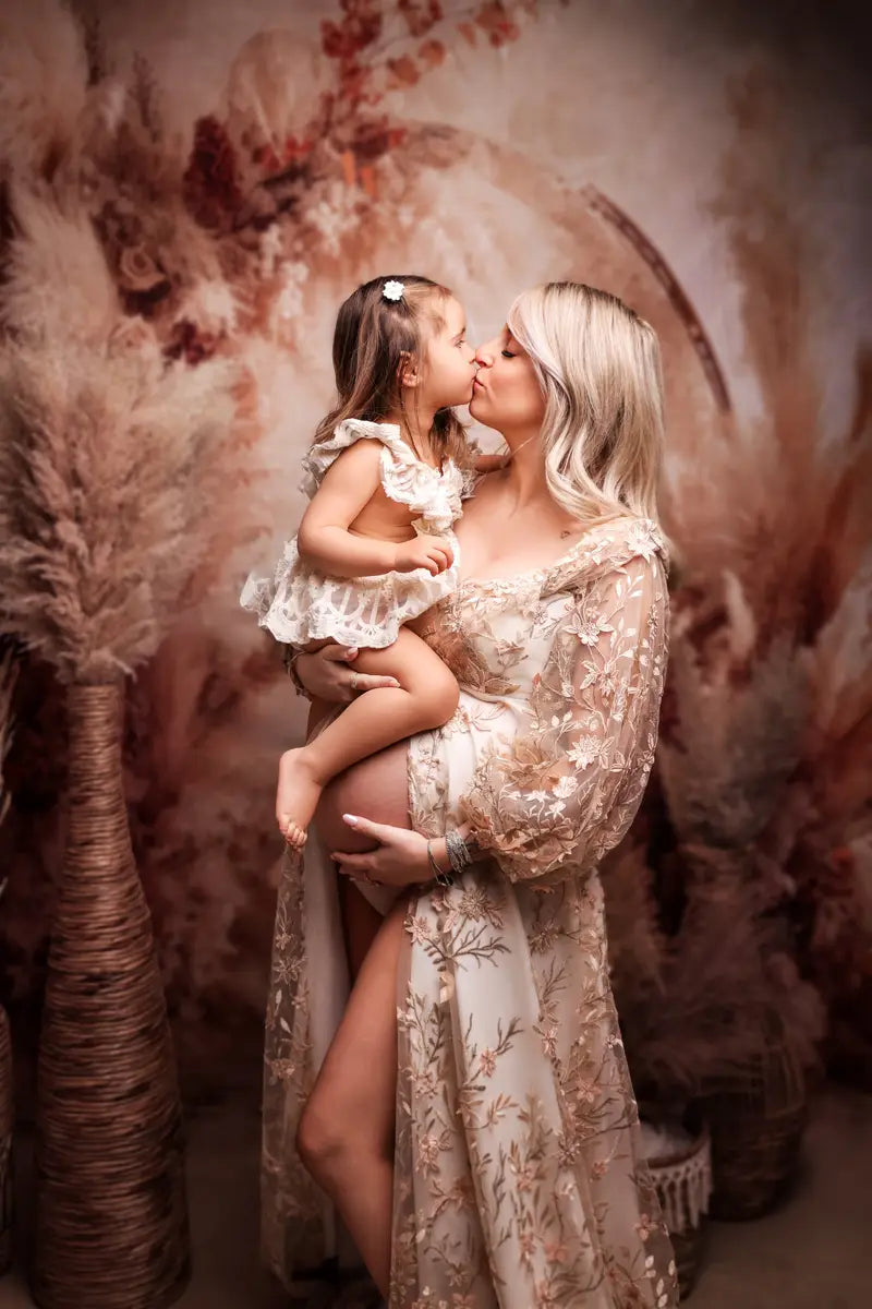 Kate Warm Neutral Boho Dried Florals Arch Backdrop Designed by Mandy Ringe Photography