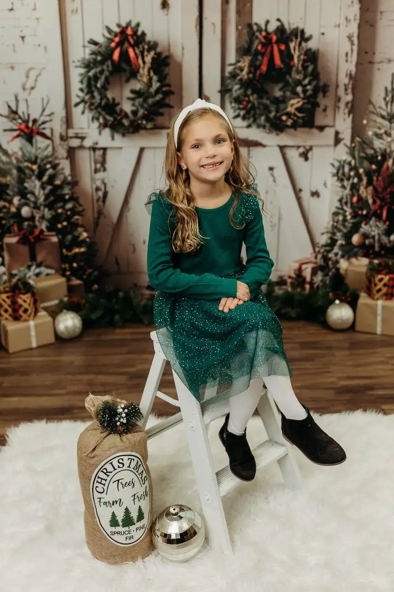 Kate Christmas Tree White Shabby Barn Door Backdrop Designed by Emetselch