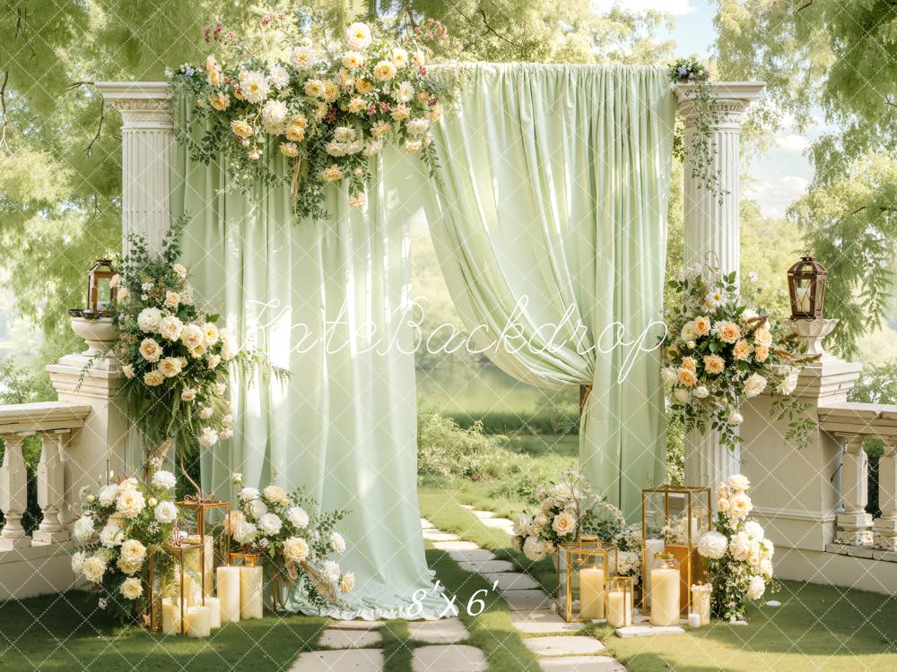 Kate Wedding Flower Arch Garden Columns Candles Backdrop Designed by Emetselch