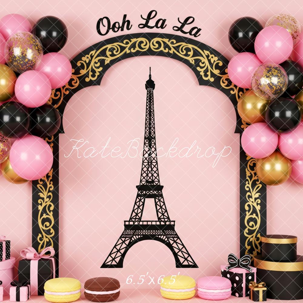 Kate Birthday Paris Eiffel Tower Arch Balloons Macarons Backdrop Designed by Patty Roberts