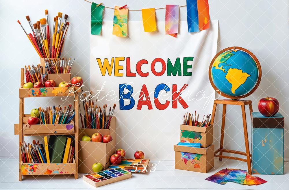 Back to School Art Supplies Paintkwasten Foto Achtergrond Designed by Emetselch