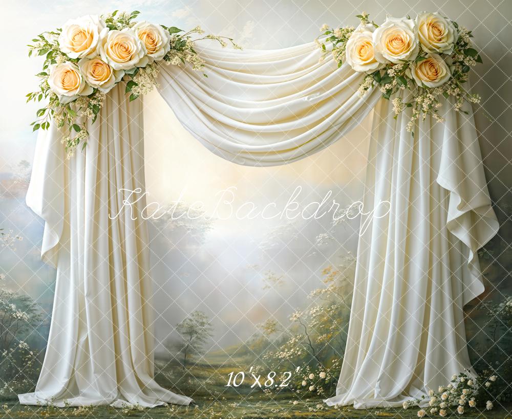Kate Wedding Floral Draped Fabric Arch Backdrop Designed by Emetselch