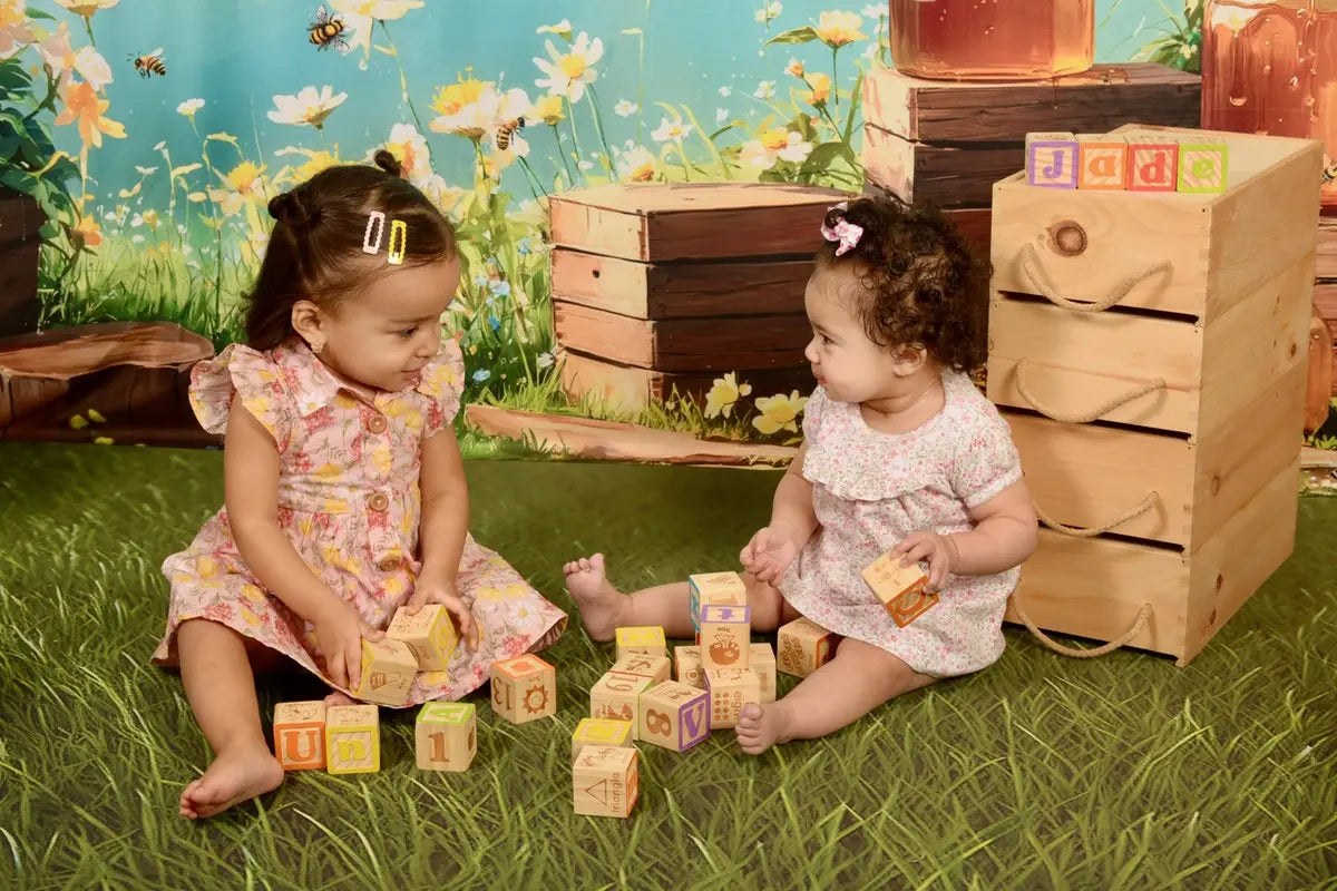 Kate Spring Floral Tree with Honey Jars Printed Backdrop for Kid Portraits Designed by Emetselch