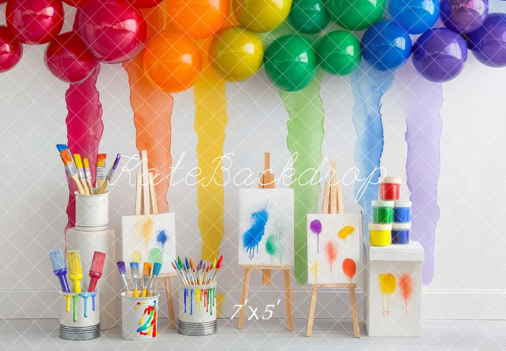 Kate Rainbow Art Paint Party Backdrop Designed by Mini MakeBelieve