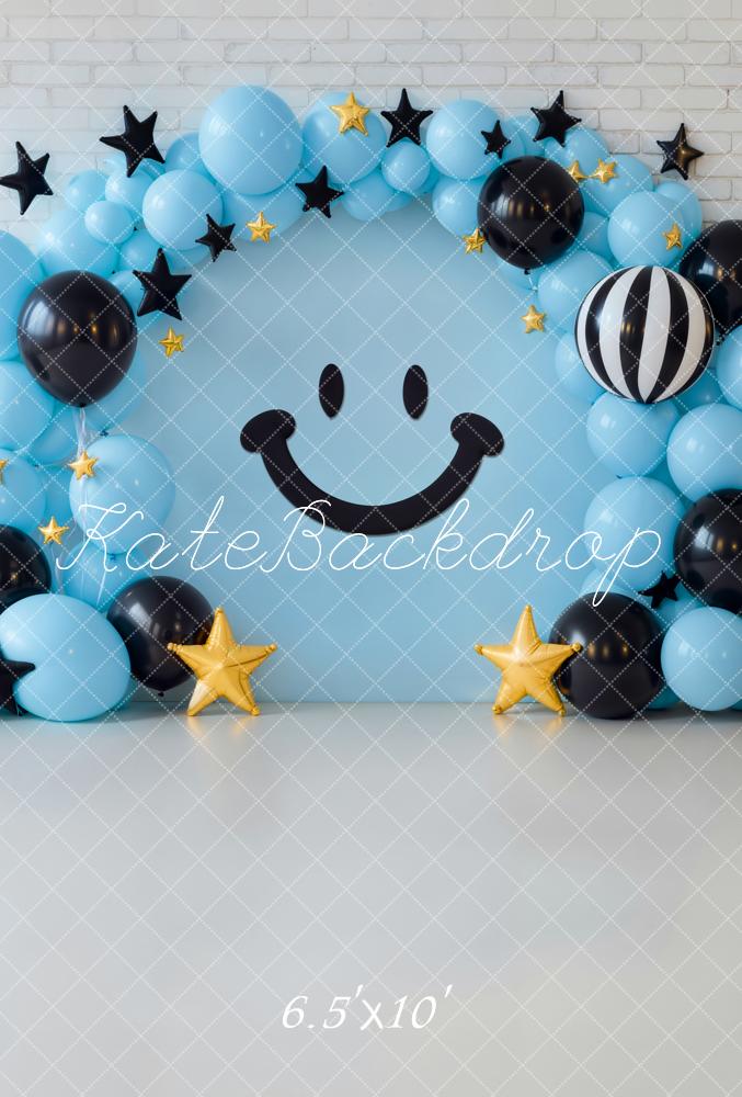 Arco de globos sonriente de pastel smash azul