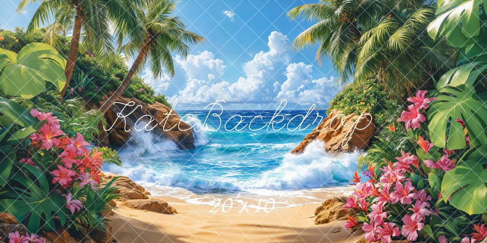 Kate Summer Beach Tropical Paradise Trees Backdrop Designed by Emetselch