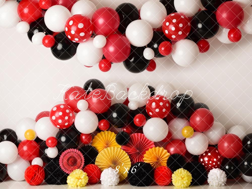 Cake Smash Rode Zwarte Gele Ballon Foto Achtergrond Designed by Mandy Ringe Photography