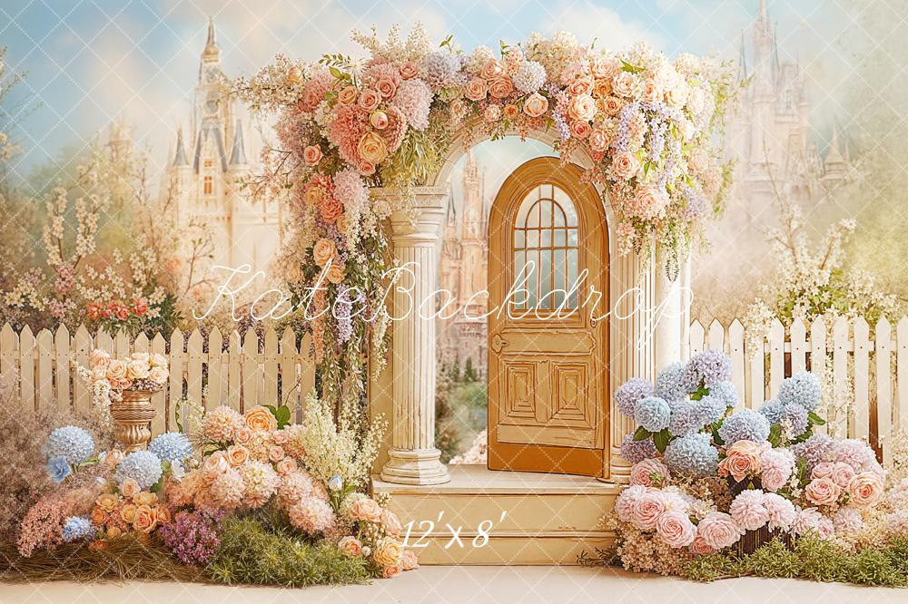 Kate Spring Flower Arch Castle Door Garden Backdrop Designed by Chain Photography