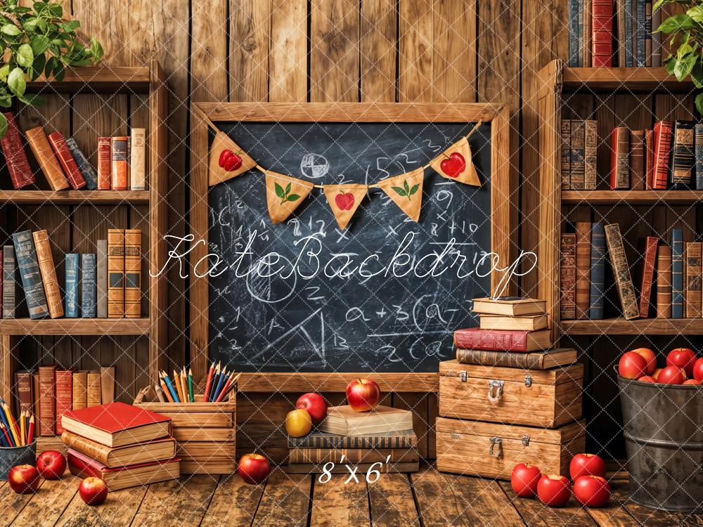 Kate Graduation/Back to School Blackboard Bookshelf Wood Backdrop Designed by Emetselch