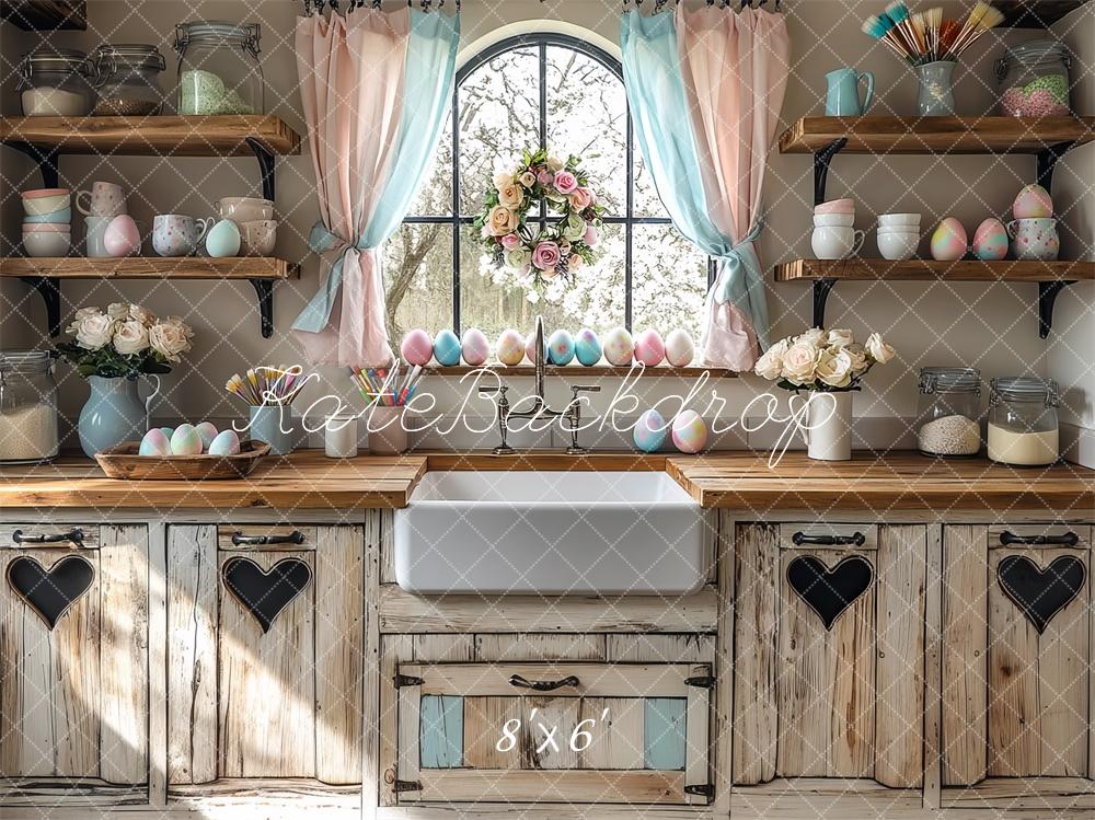 Kate Easter Kitchen Pastel Wood Backdrop Designed by Mini MakeBelieve