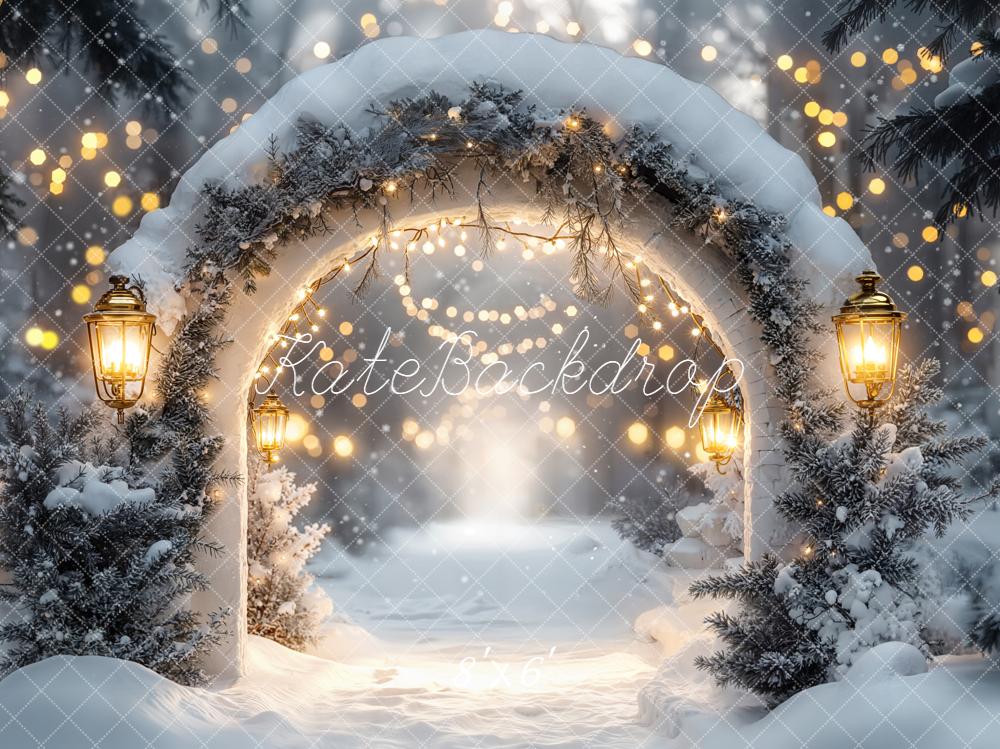 Lanteras de Nieve en Arco de Navidad Luces de Hadas Fondo Diseñado por Emetselch