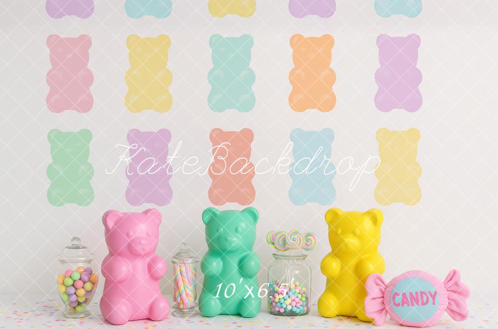 Pastel de aplastamiento de Kate Fondo de pared de ositos de goma Diseño de Patty Roberts