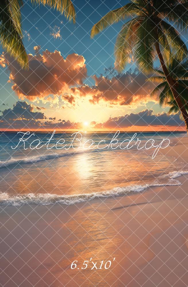 Kate Tropical Sunset Beach Palm Trees Backdrop Designed by Emetselch