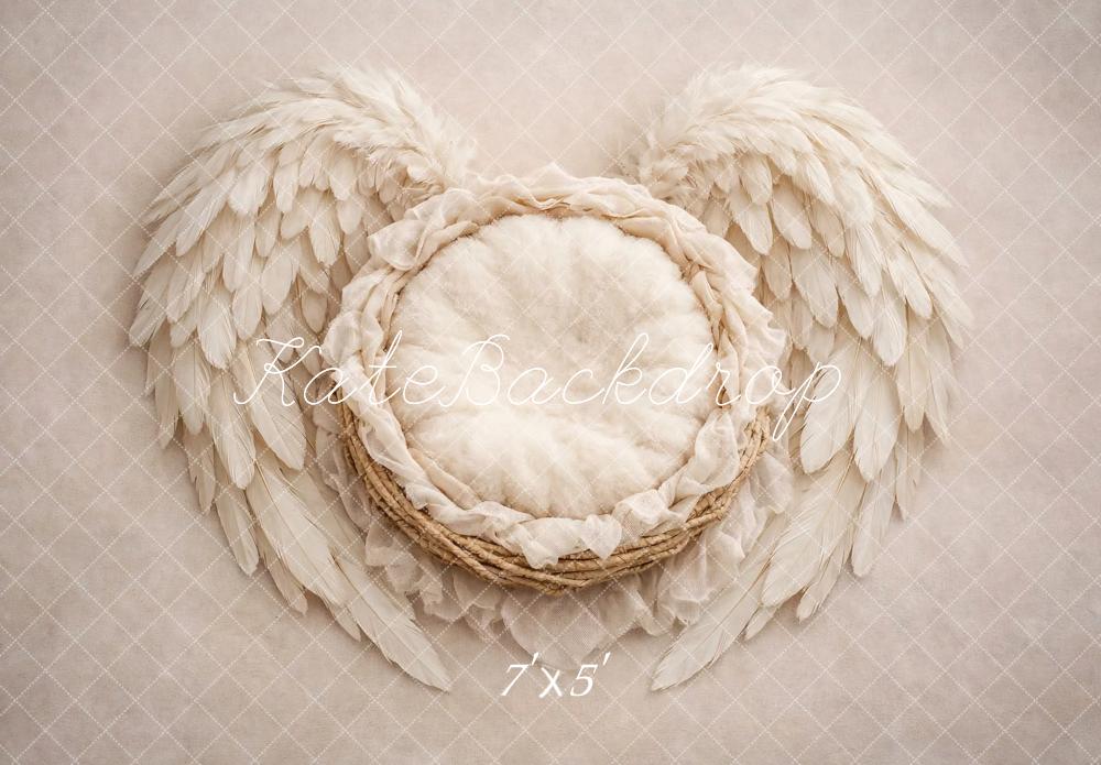 TEST Kate Newborn Cream Angel Wings Nest Printed Backdrop Designed by Vertigo Productions