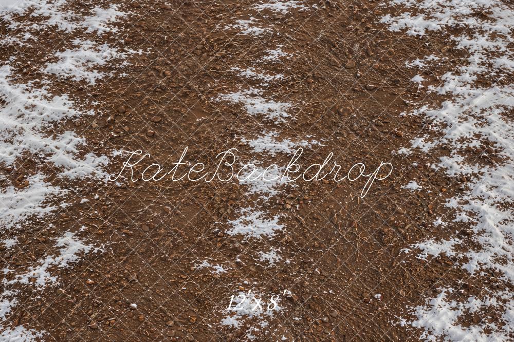Kate Winter Brown Snowy Muddy Ground Floor Printed Backdrop Designed by Kate Image