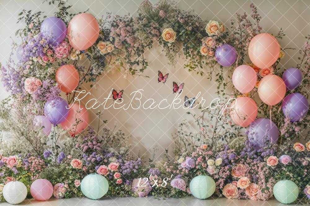 Spring Flower Arch Balloon Butterfly Foto Achtergrond Designed by Emetselch