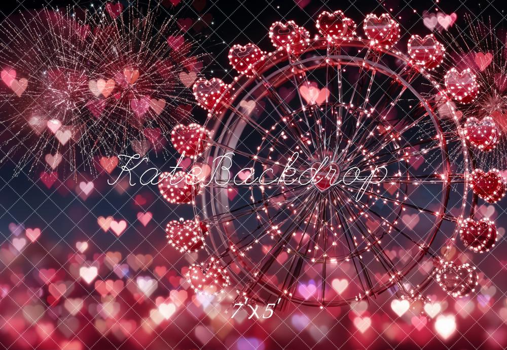 TEST Kate Valentine's Day Ferris Wheel Fireworks Red Hearts Backdrop Designed by Emetselch