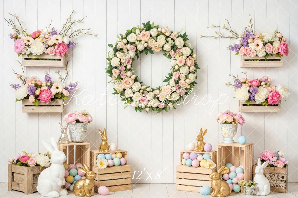 Kate Easter Bunny Flower Arch Pastel Eggs Backdrop Designed by Patty Roberts