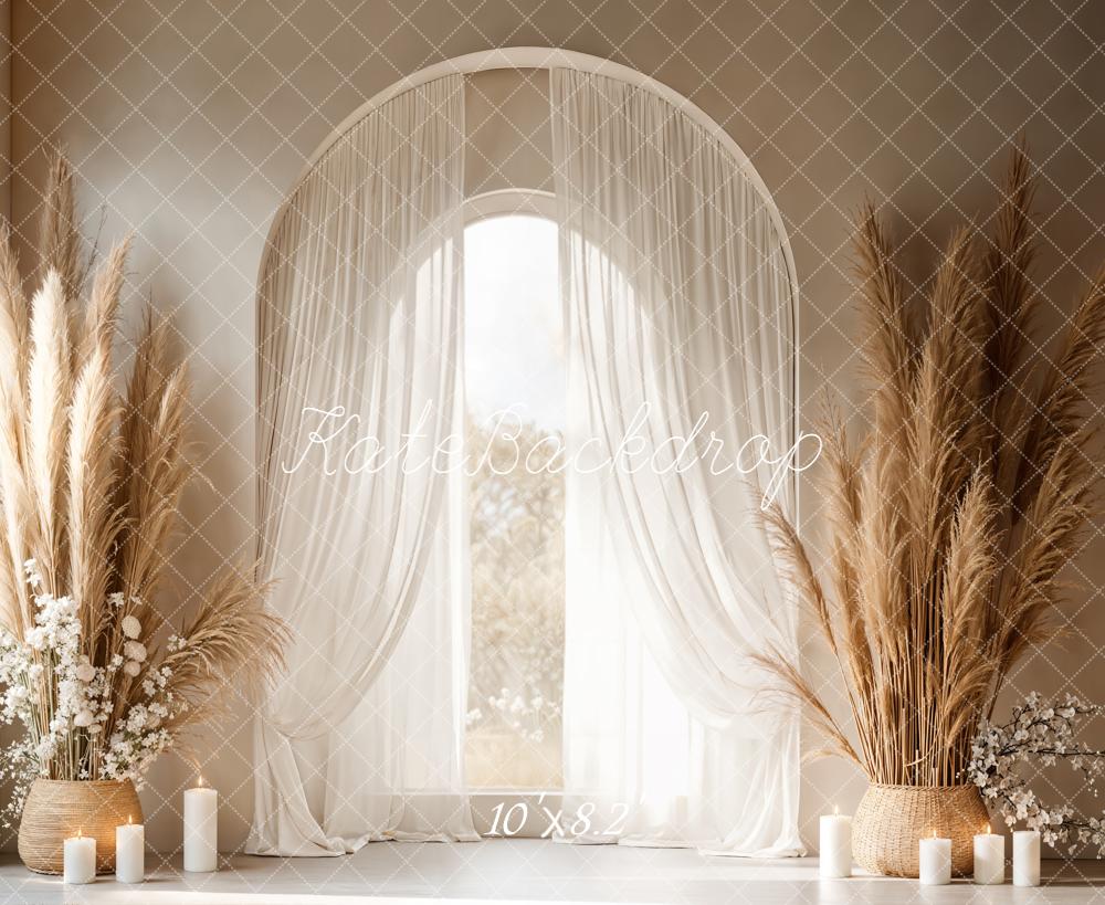 Kate Mother's Day Boho Arch Window Pampas Grass Candles Backdrop Designed by Emetselch