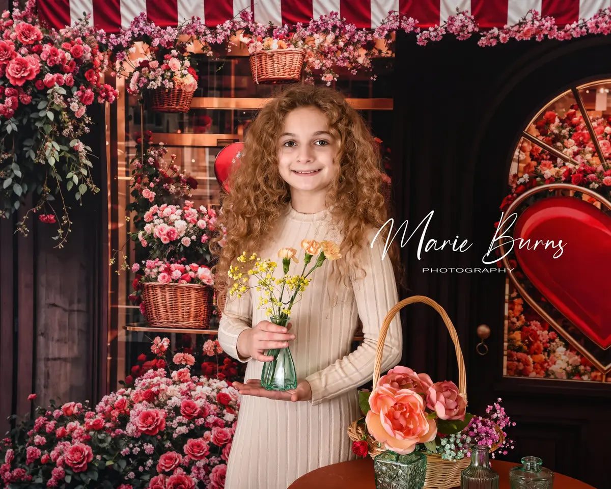 Fondo de Tienda de Flores del Día de San Valentín Diseñado por Emetselch