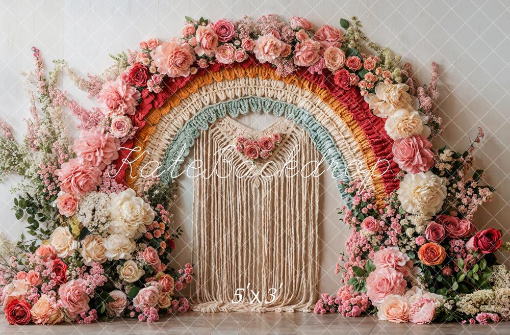 Kate Spring Boho Flower Rainbow Arch Backdrop Designed by Emetselch