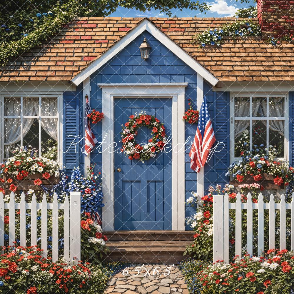 Kate Independence Day Cottage Floral Fence Backdrop Designed by Emetselch