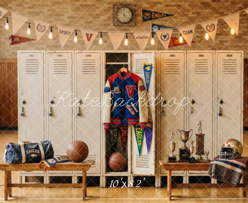 Kate Back To School Varsity Sports Locker Room Printed Backdrop Designed by Patty Roberts