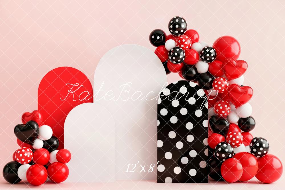 Kate Red Black White Arches Balloon Garland Polka Dot Backdrop Designed by Patty Roberts