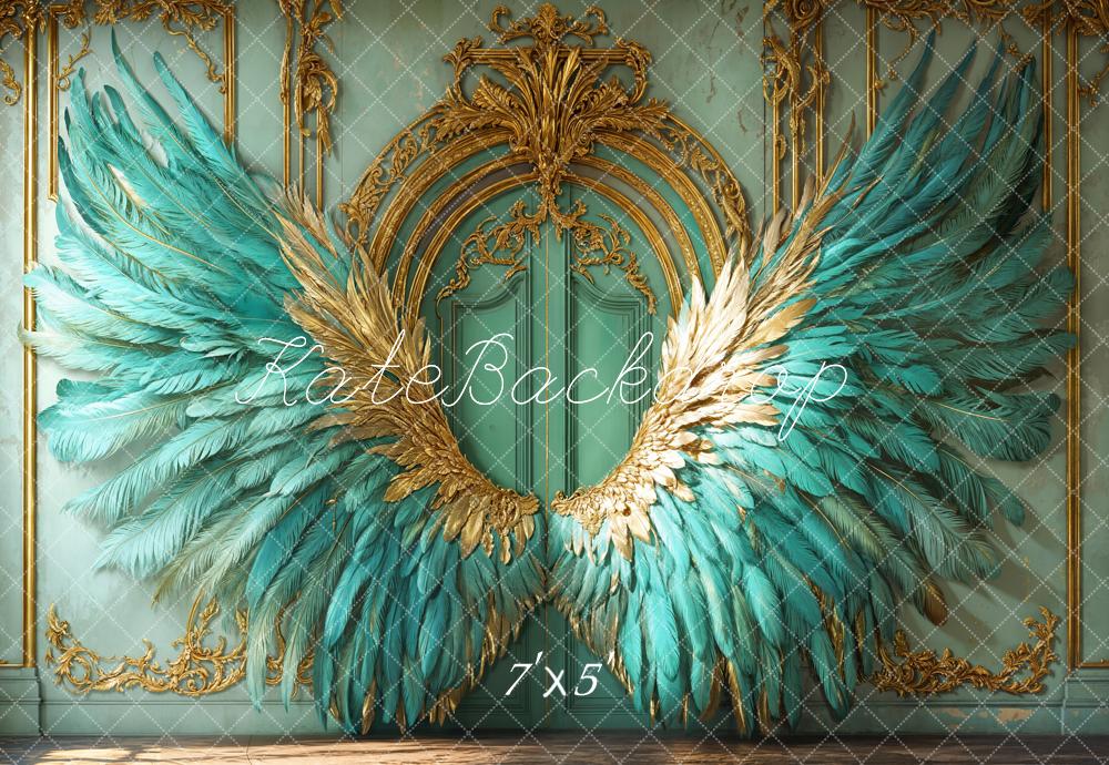 Elegant Vintage Turquoise Feather Wings Foto Achtergrond Designed by Emetselch