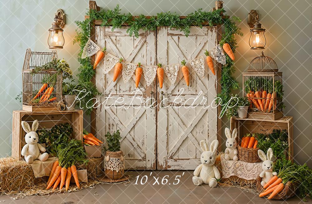 Kate Easter Bunny Carrot Rustic Barn Door Backdrop Designed by Emetselch