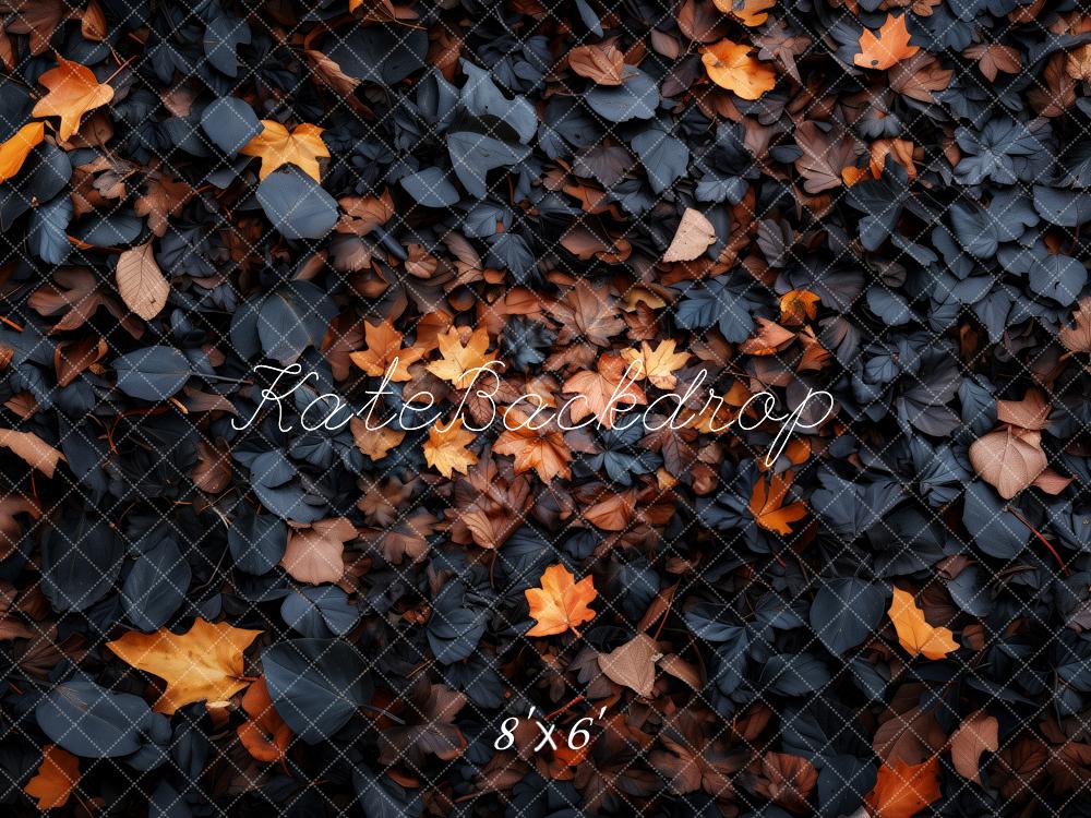 Kate Halloween Fall Black Orange Leaves Floor Backdrop Designed by Patty Roberts