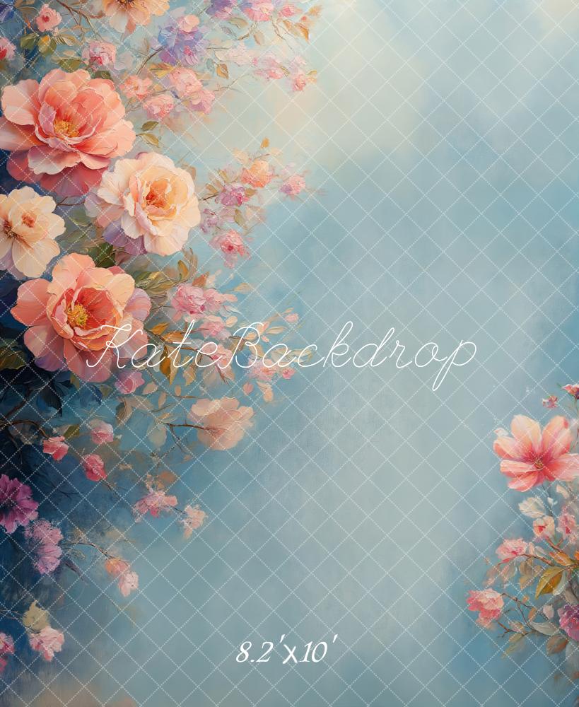 Sfondo pastello blu floreale fine art Designed by Emetselch