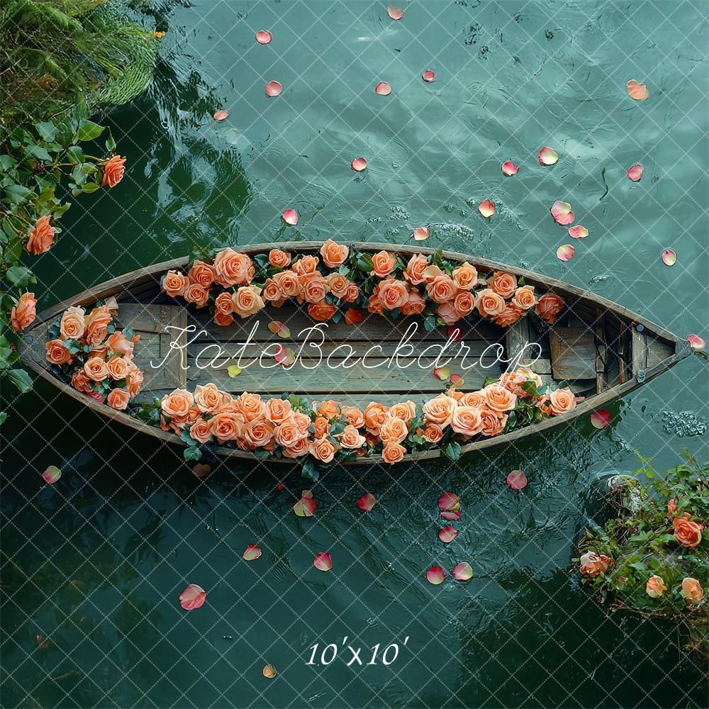 Kate Floral Rose Boat Lake Backdrop Designed by Laura Bybee