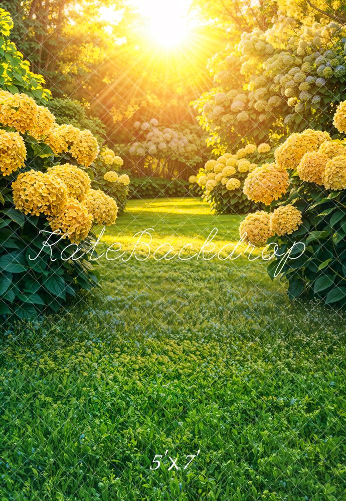 Lente Zonnige Tuin Gele Bloemen Foto Achtergrond Designed by Emetselch