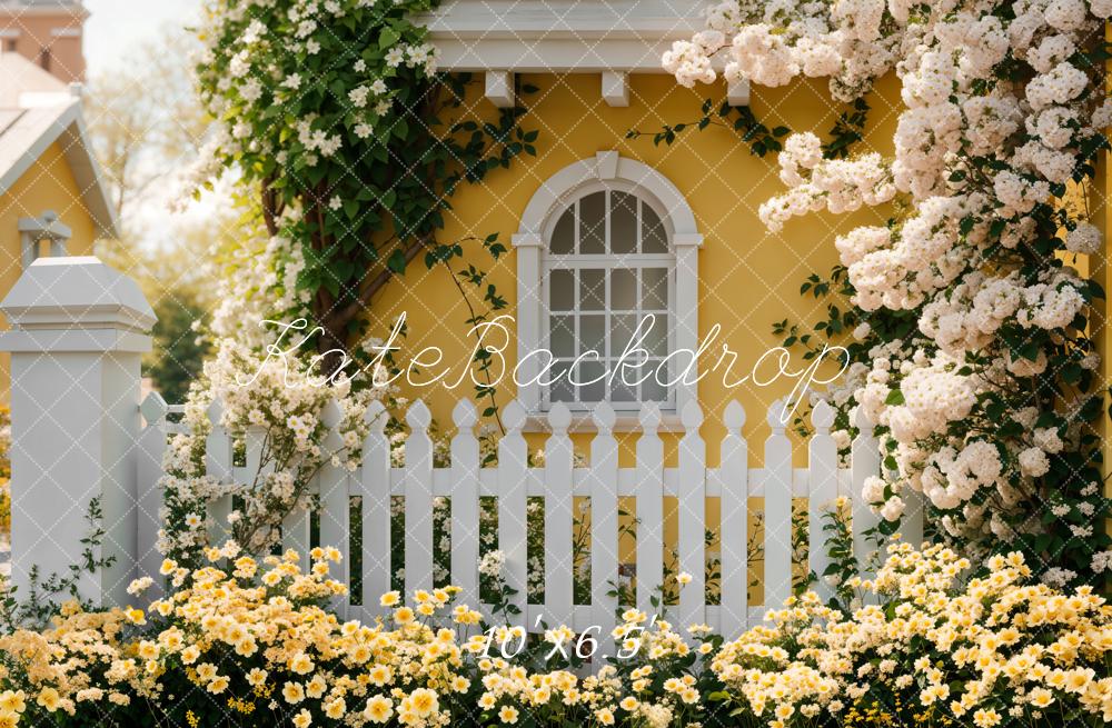 Kate Spring Floral Yellow Cottage Backdrop Designed by Emetselch