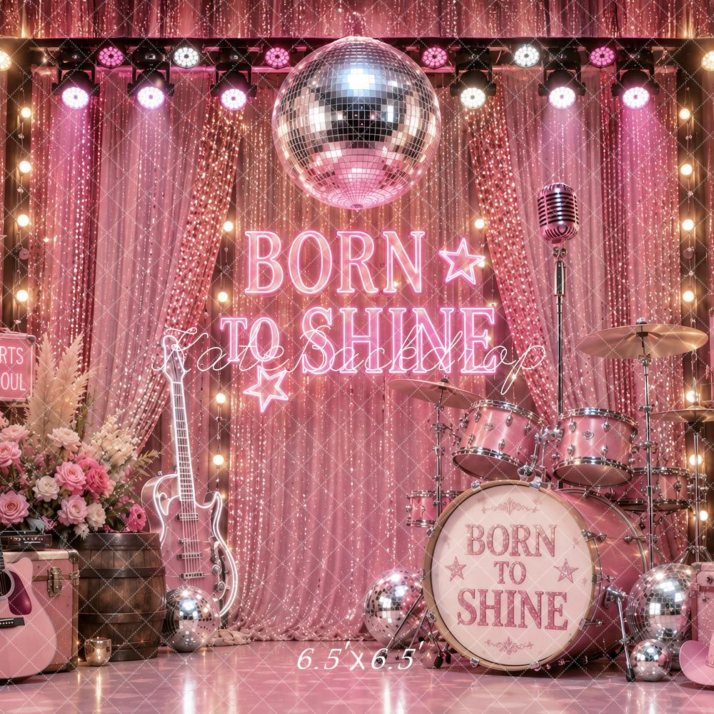 Kate Country Music Pink Disco Ball Stage Printed Backdrop Designed by Ashley Paul