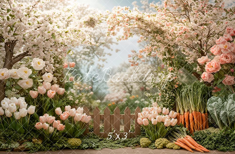 Kate Spring Easter Flower Arch Garden Fence Printed Backdrop Designed by Emetselch