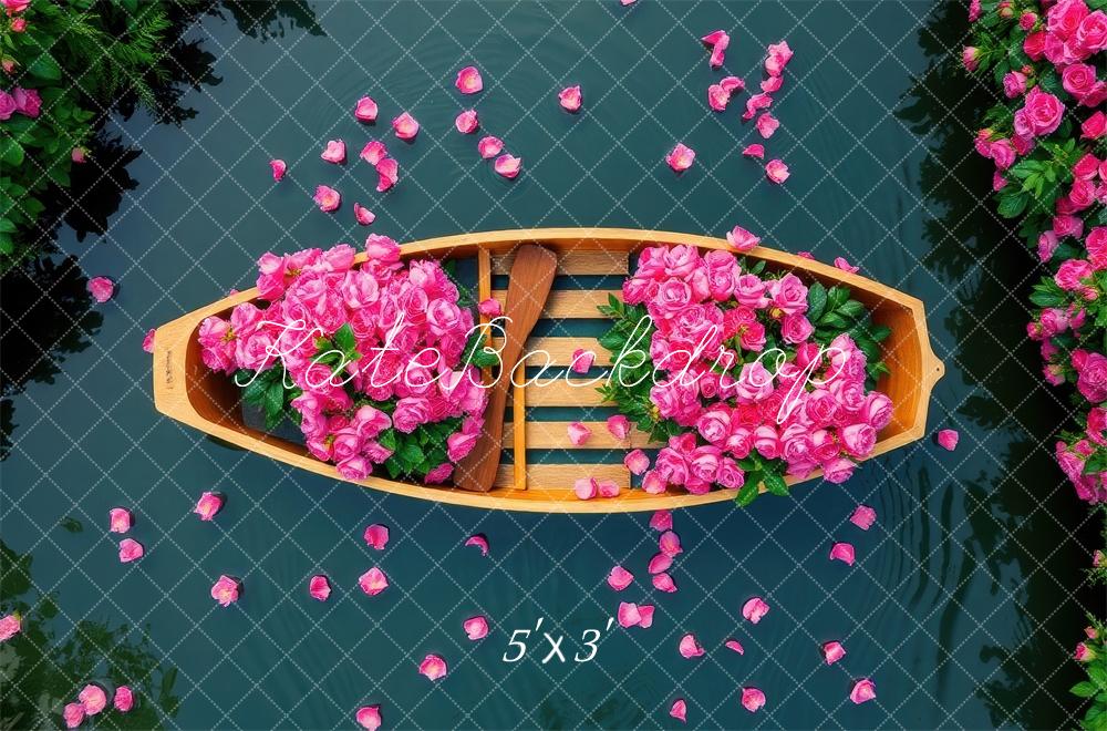 Fondo de Lago de Rosas Florales de Barco Diseñado por Laura Bybee