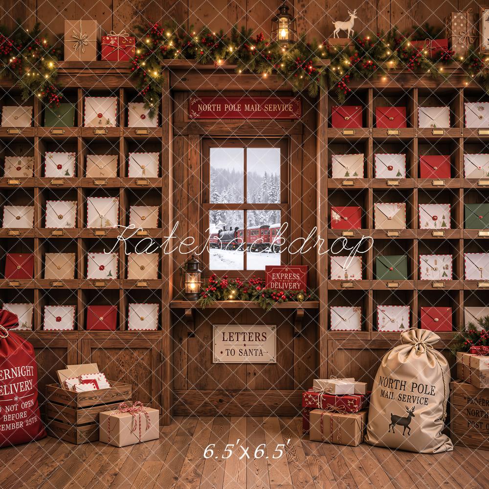 Kate Christmas North Pole Mail Room Letters Garland Printed Backdrop Designed by Emetselch