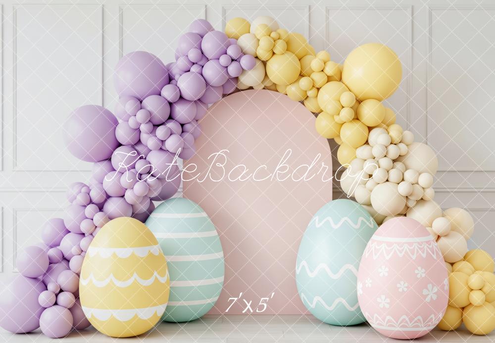 Kate Easter Modern Balloon Arch Pastel Eggs Printed Backdrop Designed by Patty Roberts