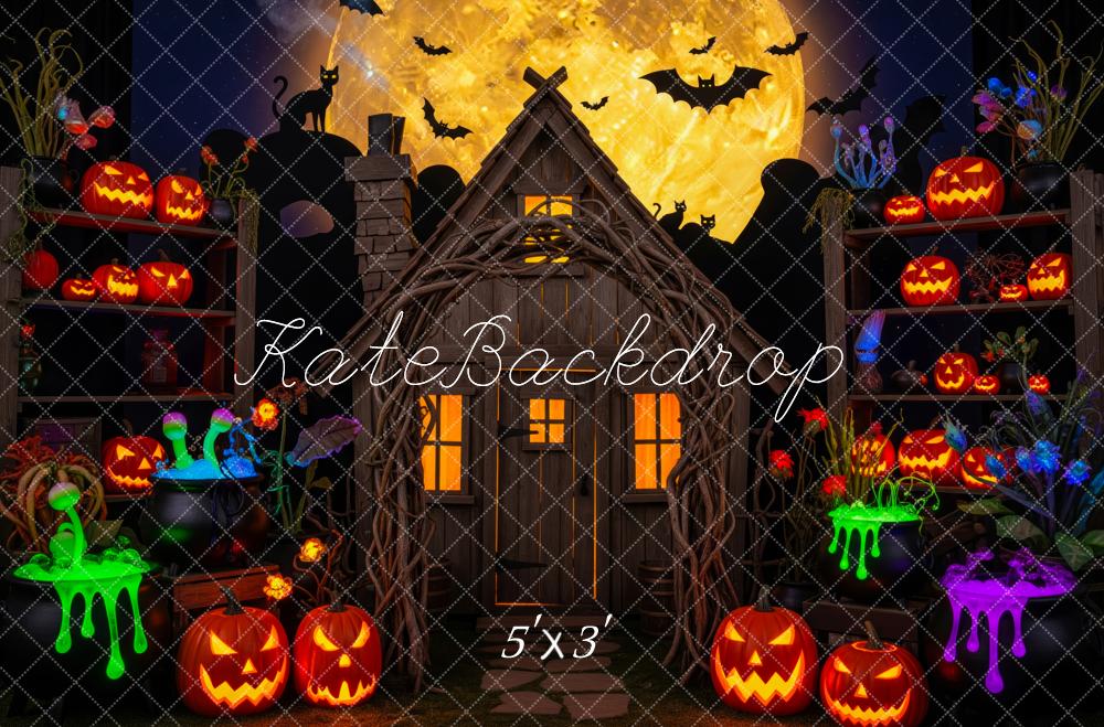Kate Halloween Haunted House Jack-O-Lantern Moon Cauldrons Backdrop Designed by Patty Roberts